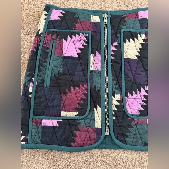 Isabel Marant Etoile- Hamlin Multicolored Patchwork Quilted Zipper Mini Skirt - Picture 10 of 11